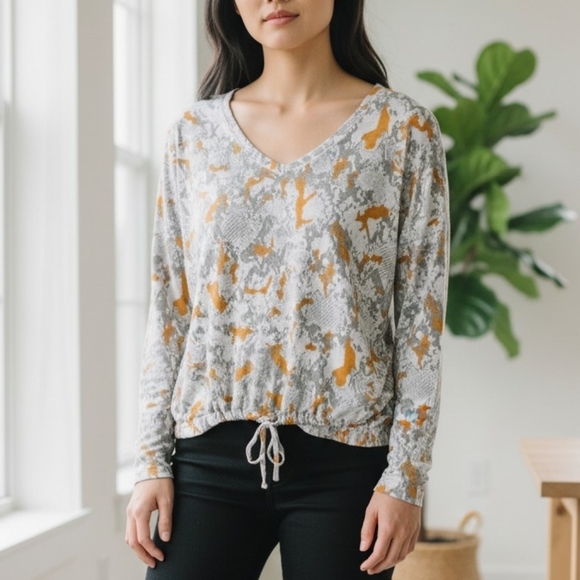 Olivia Sky Tops - Olivia Sky - NEW Women's Unique Snakeskin Print V-Neck Drawstring Top​​​​